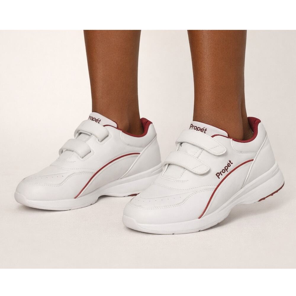 Propet Tour Walker Strap Shoes White/Berry Leather Hook & Loop Women’s Size 10